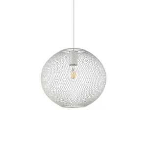 Ideal Lux Net Wire Frame 29cm Pendant Ceiling Light White