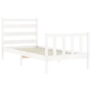 Berkfield Bed Frame with Headboard White 100x200 cm Solid Wood