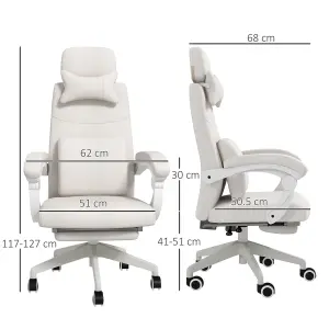 Vinsetto Home Office Chair Reclining Computer Chair w/ Lumbar Support White