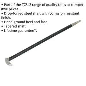 400mm Drop Forged Steel Heel Bar - Hand Ground Heel & Face - Tapered Shaft