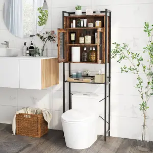 Costway Over-The-Toilet Storage Cabinet Freestanding Bathroom Organizer W/ 2 Mesh doors