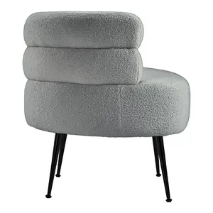 Curved Upholstered Single Sofa Accent Chair Armchair with Metal Legs