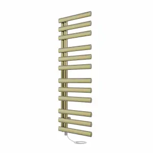 Rinse Bathrooms Designer 1200x450mm Prefilled Electric Heated Towel Rail Bathroom Ladder Radiator Brushed Brass