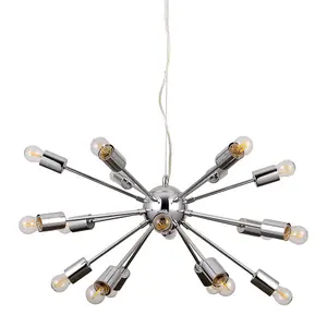 Luminosa Modern Hanging Pendant Chrome 18 Light , E27