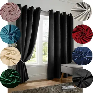 Velvet Blackout 46" x 72" Black (Ring Top Curtains)