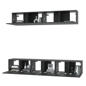 Berkfield 5 Piece TV Cabinet Set Black Engineered Wood