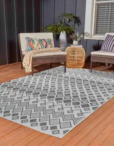 Modern Ikat Design Outdoor-Indoor Rugs Dark Grey 160x230 cm