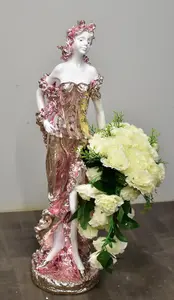 100Cm White Silver Rose Gold Drag Lady Queen Posing Sculpture Vase Rose Gold O098