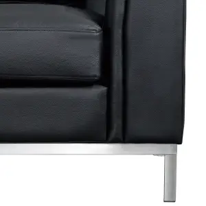 Right-Hand Corner Sofa with Ottoman OSLO Black Leather Right Hand