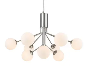 Luminosa Montana 9 Light Globe Fitting Brushed Steel with Opal White Glass