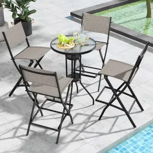 Costway Set of 2 Outdoor Bar Chair Folding Bar Height Stool with Metal Frame & Footrest