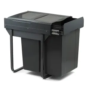 450mm Dark Grey Base Mounted Cabinet Bin 2 x 28L