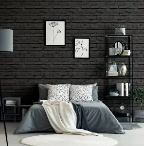 Arthouse Black Brick Wallpaper