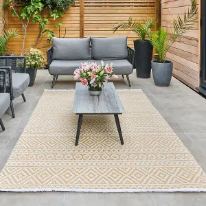 Yellow Outdoor Rug, Geometric Stain-Resistant Rug For Patio Decks, 3mm Modern Outdoor Luxurious Area Rug-190cm X 290cm