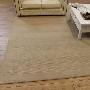 Beige Handmade Modern Plain Wool Easy to Clean Handmade Rug For Bedroom Dining Room Living Room -80cm X 150cm