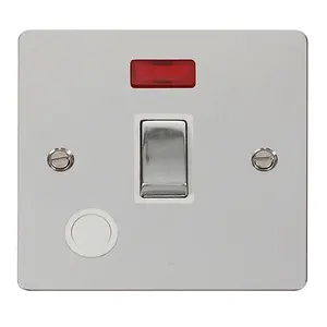 Flat Plate Polished Chrome 1 Gang 20A Ingot DP Switch With Flex With Neon - White Trim - SE Home