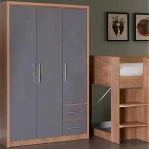 Louisa 3 Door Wardrobe Zipcode Design Finish: Grey