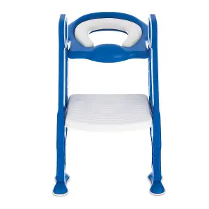 HILLINGTON Padded Potty Toilet Seat - Adjustable Baby Toddler Kid Toilet Trainer with One Step Stool Ladder for Children - BLUE