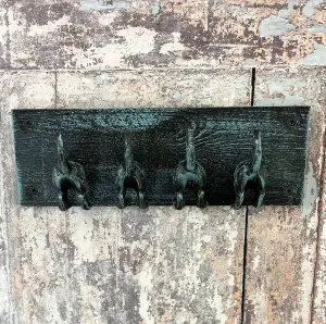 Cast Iron and Wooden Dog Tail Wall Hooks