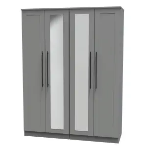 Howard Tall 4 Door 2 Centre Mirrors in Dusk Grey (Ready Assembled)