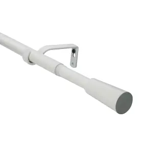 GoodHome Anafi Matt White Extendable Cone Single curtain pole set Set, (L)1200mm-2100mm (Dia)19mm