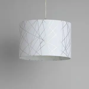 Carme White Silver effect Drum Light shade (D)30cm