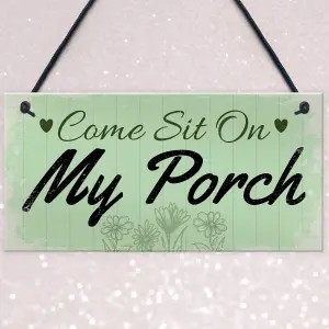 Red Ocean Garden Sign Come Sit Shabby Chic Hanging Wall Signs Garden Shed Plaques Friend Gifts