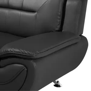 2 Seater Faux Leather Sofa Black LEIRA