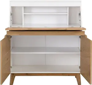 Ernest Writing Bureau In White & Oak Colour - Computer Desks - Cherry Tree Furniture - Office Desks