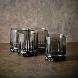 Queensway Home & Dining 8 Pcs Combopack of 355ml & 450ml Grey Coloured Tumblers Drinking Whiskey Glass Sets