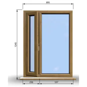 895mm (W) x 1245mm (H) Wooden Stormproof Window - 1/3 Left Opening Window - Toughened Safety Glass