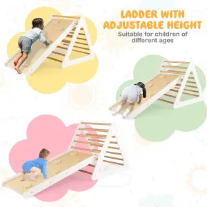 Costway 3 in 1 Toddler Climbing Toy Set Wooden Climber Log Bridge Kids Activity Center