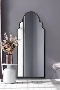 MirrorOutlet Arcus -  Full Length Black Framed Arched Leaner / Wall Mirror 79" X 33" (200CM X 85CM)