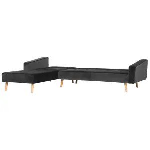 Corner Sofa VADSO Black Velvet Right Hand