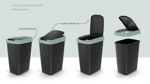 BIN / DUSTBIN / RUBBISH BIN / KITCHEN / HOME / OFFICE / PLASTIC Black Medium 25L