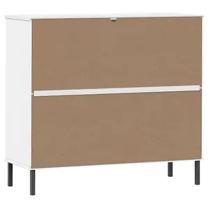 Berkfield Shoe Rack with Metal Legs White 95x35x87 cm Solid Wood OSLO