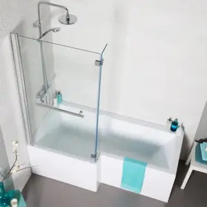 1500mm L Shape Shower Bath & Screen - Left Hand