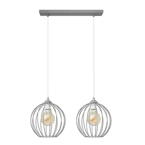 Luminosa Mercure Straight Bar Pendant Ceiling Light Grey 50cm