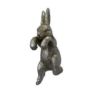 Bojorquez Rabbit Animals Plastic Garden Statue (Set of 2) Silver