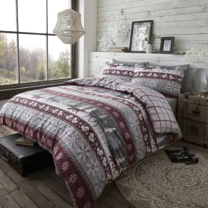 Happy Linen Company Warm Alaska Brushed Cotton Bedding Burgundy King