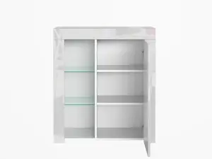 Glass Display Cabinet Unit Bookcase Shelving Storage Small Slim White Gloss Lily