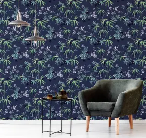 Arthouse Jasmine Garden Navy Wallpaper