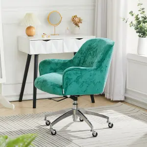 Office Desk Chair Ice Velvet Swivel Executive Office Chair Computer Armchair for Home or Office,Light Green