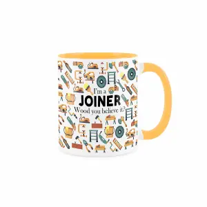 Purely Home Joiner Mug - Trades Woodwork Design Golden Yellow Tea Coffee Gift Present Mug