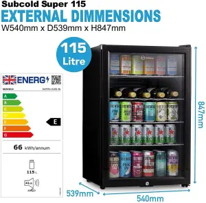 Subcold Super 115 LED Drinks Fridge Black