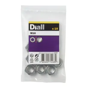 Diall M10 A2 stainless steel Lock Nut, Pack of 10