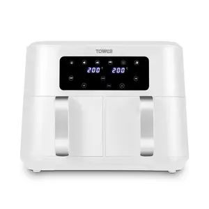 Tower Vortx Dual Basket Air Fryer with Two 4.25L Baskets 2400W White/Chrome