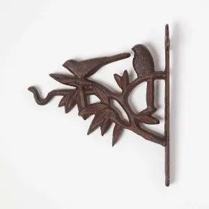 Homescapes Brown Cast Iron Bird Hanging Basket Hook