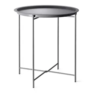 Charcoal STEEL OUTDOOR BISTRO TRAY TABLE ONLY Foldable Removable Tray Top Matt Powder Coated Steel