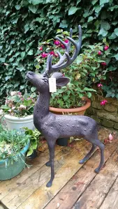 Aluminium Stag Sculpture Garden Ornament with Bronze Finish